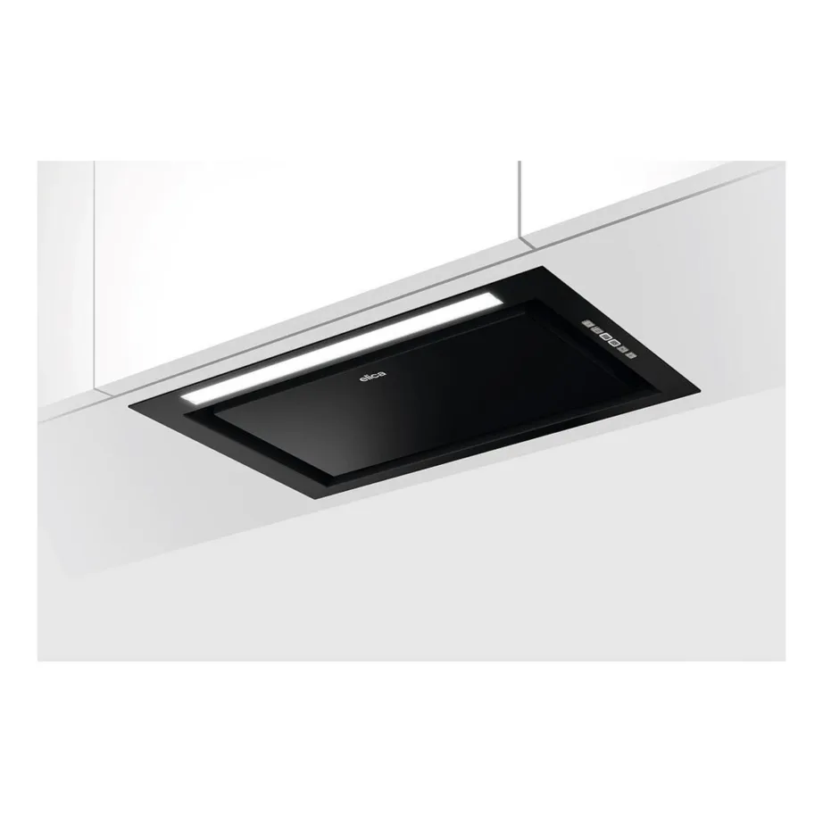 Integreeritav õhupuhasti Wi-Fi ja perimeertõmbega ELICA HIDDEN ADV PLUS BLGL/A/72, 80 cm, 640 m3/h, A-klassi, must klaas/roostevaba teras, LED-valgustus, väljatõmme