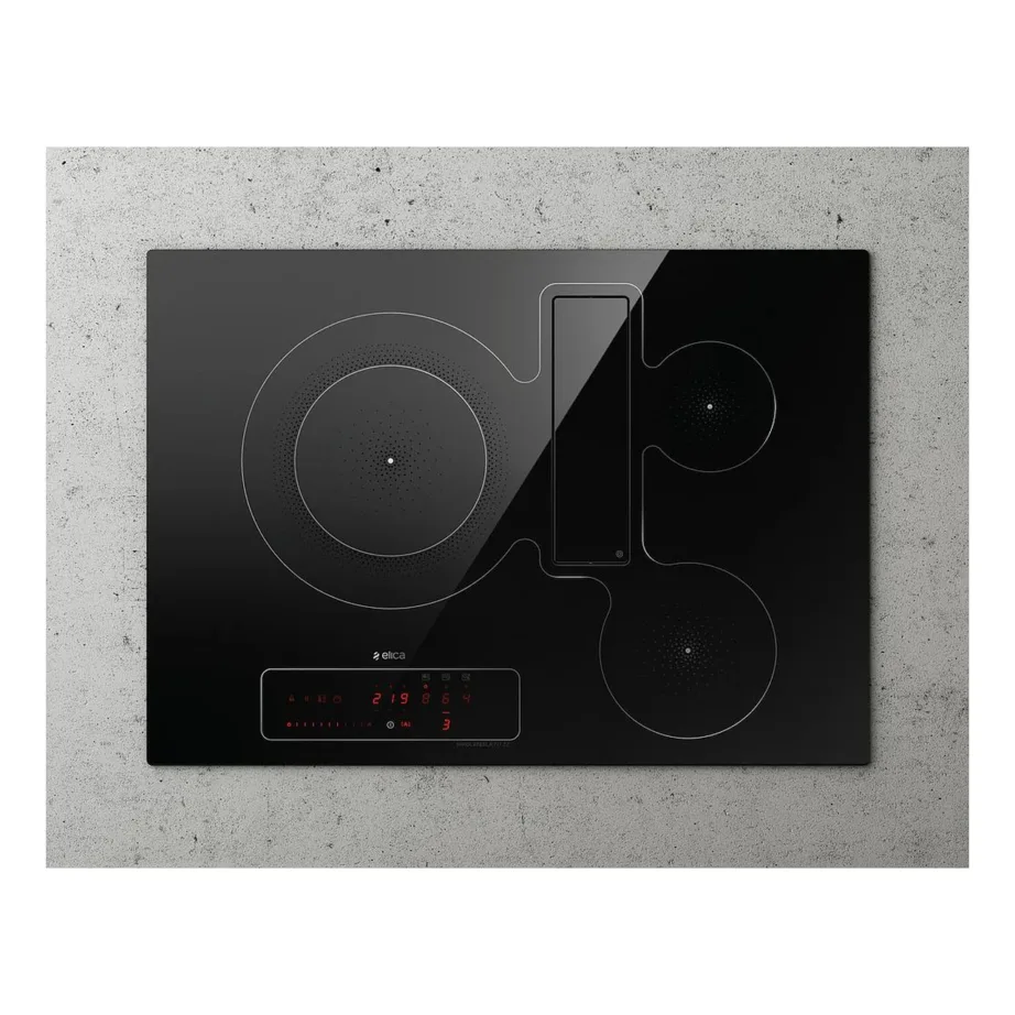 Induktsioonpliidiplaat sisseehitatud õhupuhastiga Elica NikolaTesla Fit 3Z BL/F BO/60, 60 cm, 3 tsooni, ümberõhuringlus, 7200 W, klaaskeraamika, must