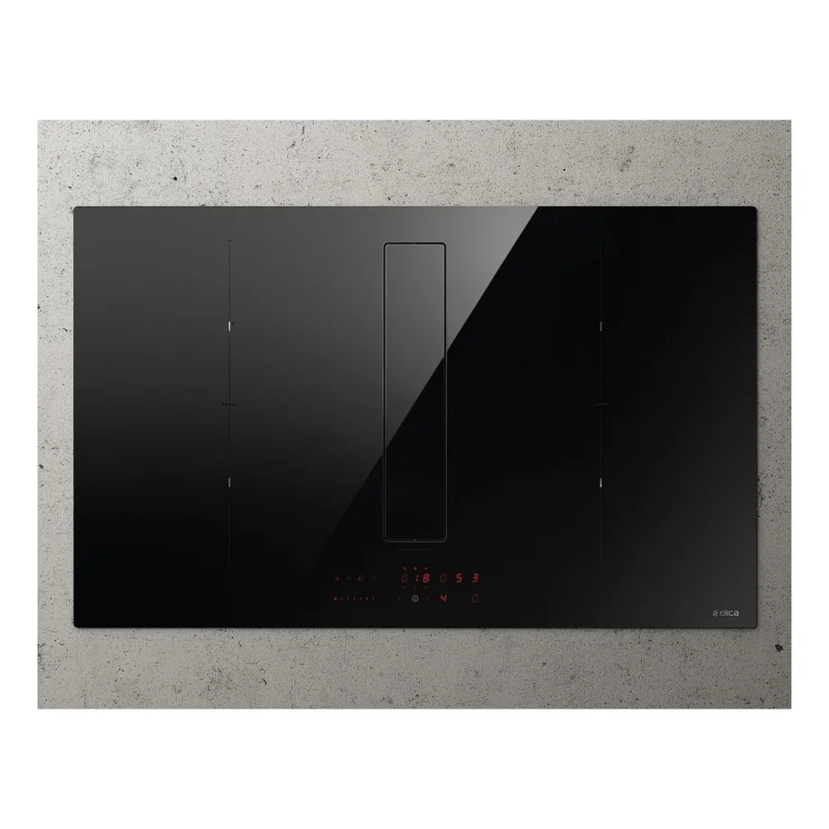 Integreeritav induktsioonpliit koos õhupuhastiga 83 cm ELICA NikolaTesla Fit XL BL/A/83, 4 tsooni, 2x Bridge, 7200 W, klaaskeraamika, puutelülitus Slider, õhuvool kuni 620 m3/h, A-kl, must