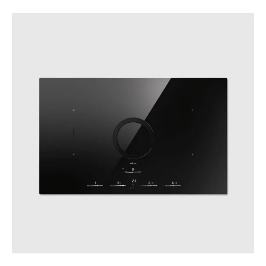 Induktsioonpliit integreeritud õhupuhastiga ELICA NikolaTesla Switch Glow EVO BL/A/83, 83 cm, 4 tsooni, 2xBridge, duct out, A++, 7200 W, must