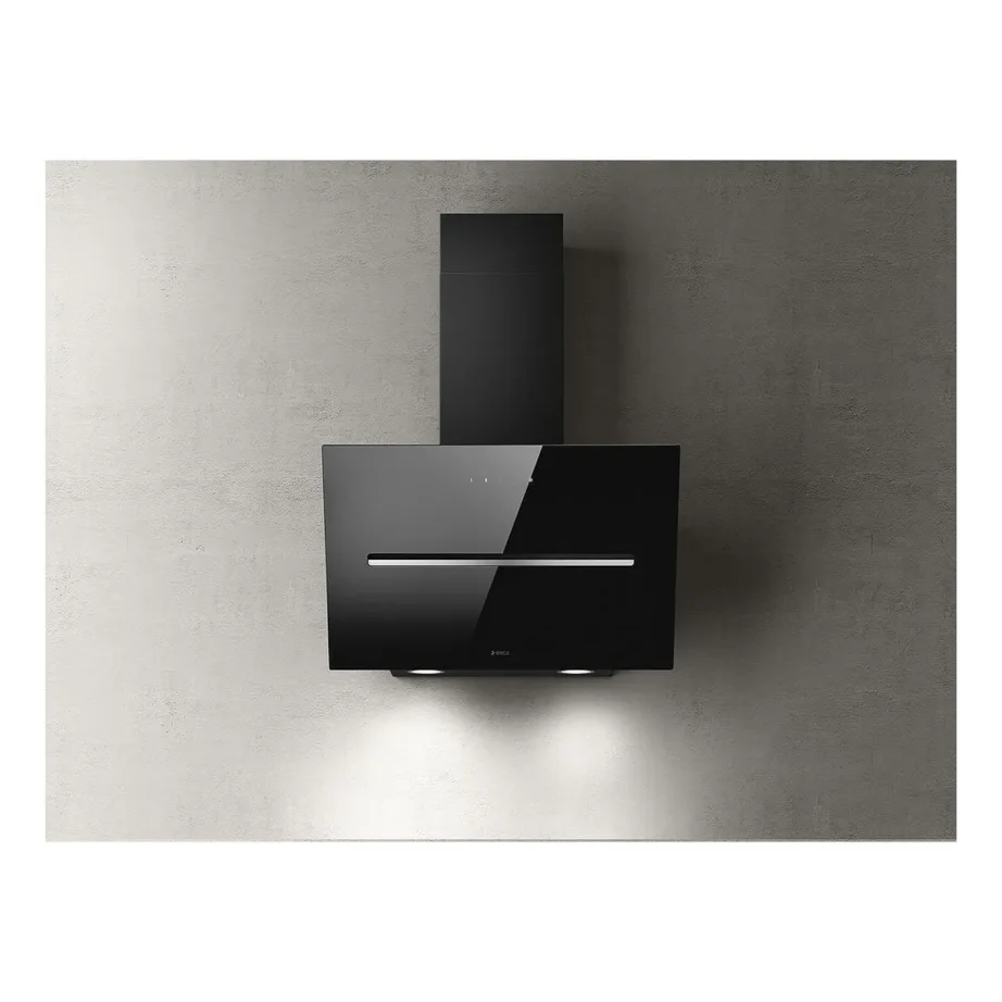 Seinale paigaldatav 60 cm vertikaalne köögikubu ELICA SHY-S BL/A/60, must klaas, LED-valgustus, puutetundlik juhtimine, A energiaklass, väljatõmme, Ø 150 mm, õhuvool 275–650 m³/h