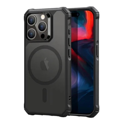 Kaitsev MagSafe-ühilduv telefoniümbris kaamerakaitsega ESR Air Armor, iPhone 15 Pro, magnetrõngas 1500 g, PC+TPU, must