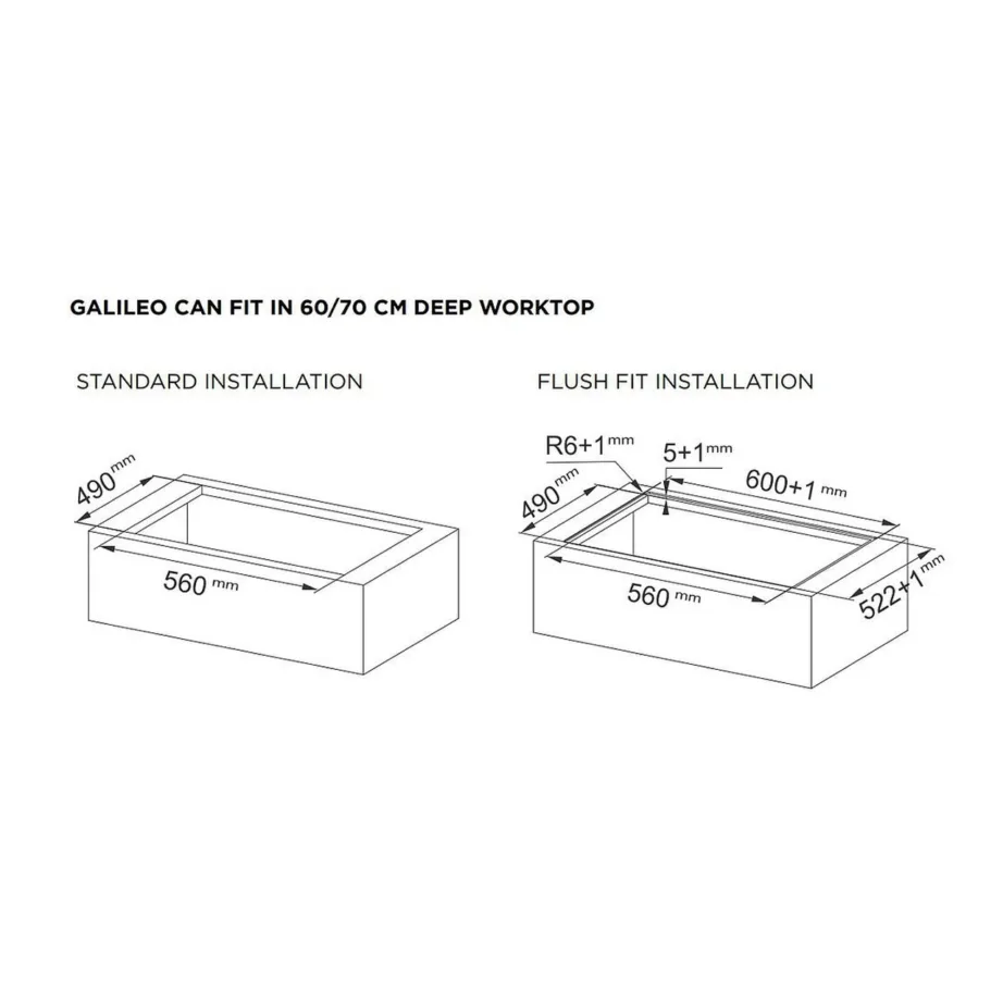 Integreeritav induktsioonpliit õhupuhastiga FABER GALILEO SLIM A600, 60 cm, 4 tsooni, 2xBridge, klaaskeraamiline must, duct out, 7400 W – 5