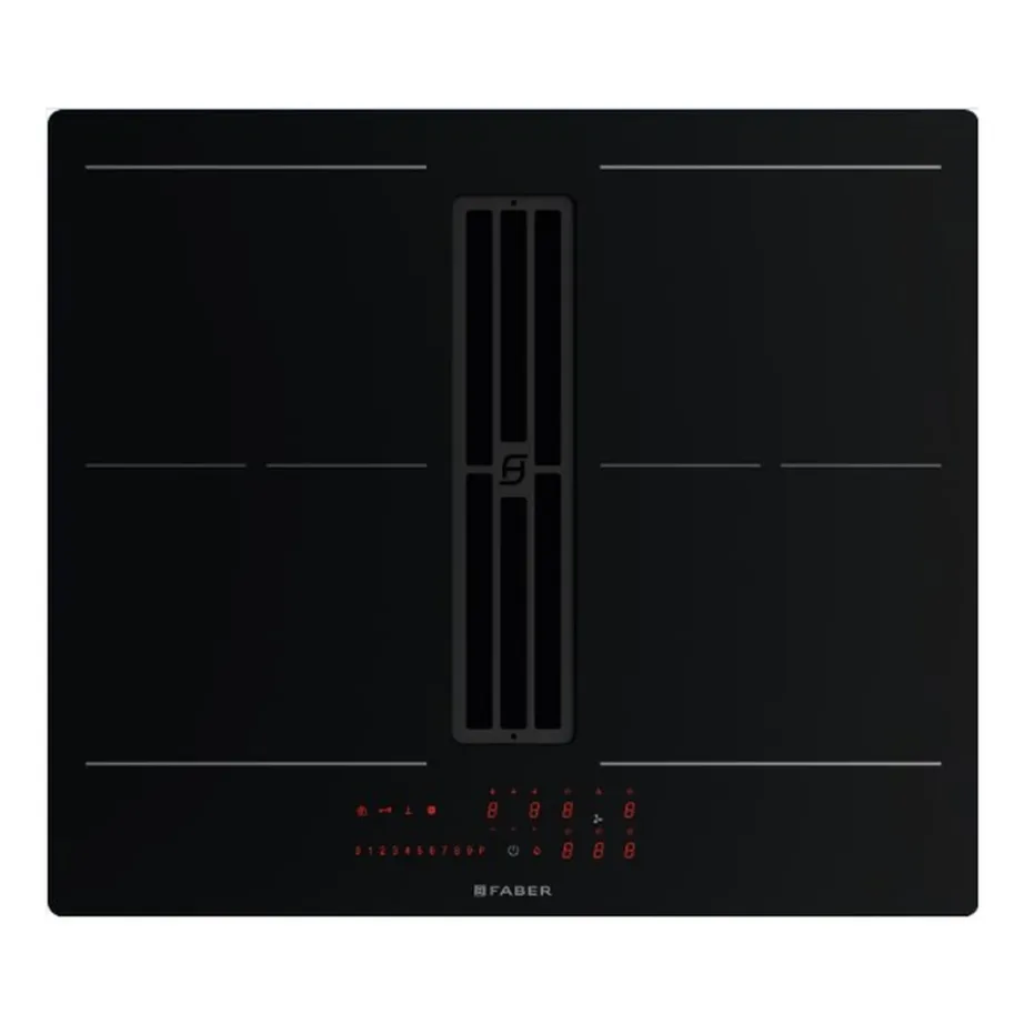 Induktsioonpliit sisseehitatud õhupuhastiga FABER GALILEO SLIM F600, 60 cm, 4 tsooni, 2x Bridge, 7400 W, A+ energiaklass, klaaskeraamika, must
