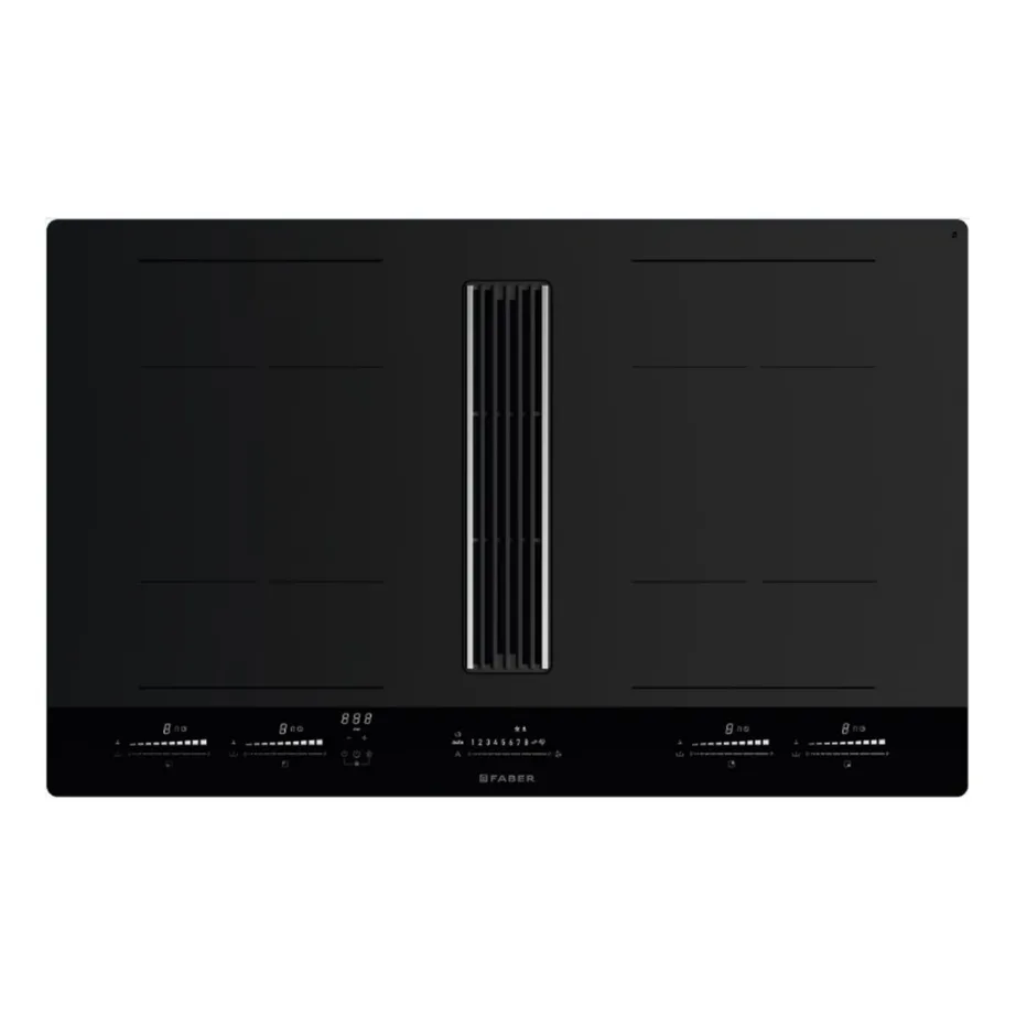 Induktsioonpliit integreeritud õhupuhastiga FABER Galileo Stripes A830, 83 cm, 4 keeduala, 600 m3/h, A+, touch slider, must