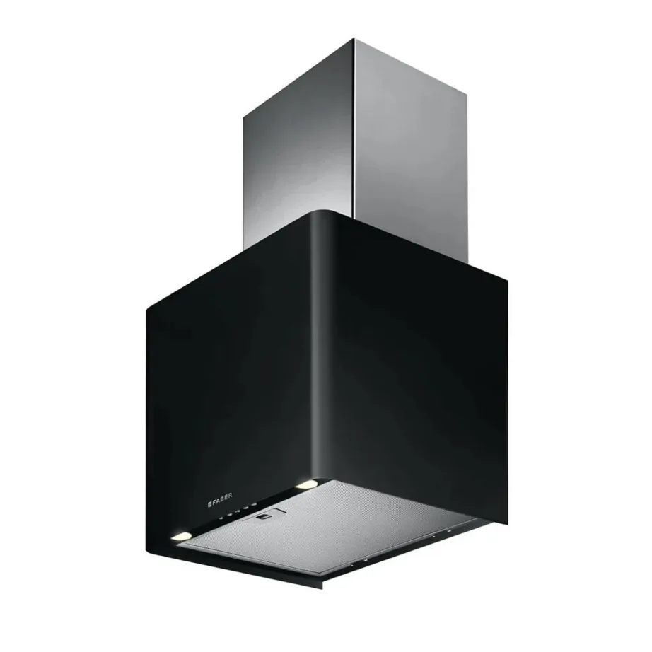 Seinale paigaldatav 45 cm köögikubu LED-valgustusega FABER Lithos EG6 BK LED A45, 250–580 m³/h, C-energiaklass, must matt, 150 mm õhuava