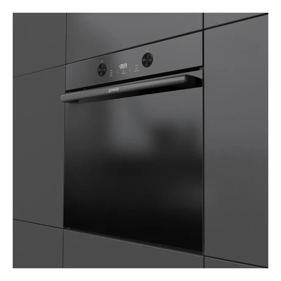 Integreeritav elektriahi AquaClean puhastusega Gorenje BOS6737E05DBG, 77 l, A-klassis, must klaasuks, 60 cm, konvektsioon, 10 funktsiooni, 92 automaatprogrammi, teleskoopsiinid – 3