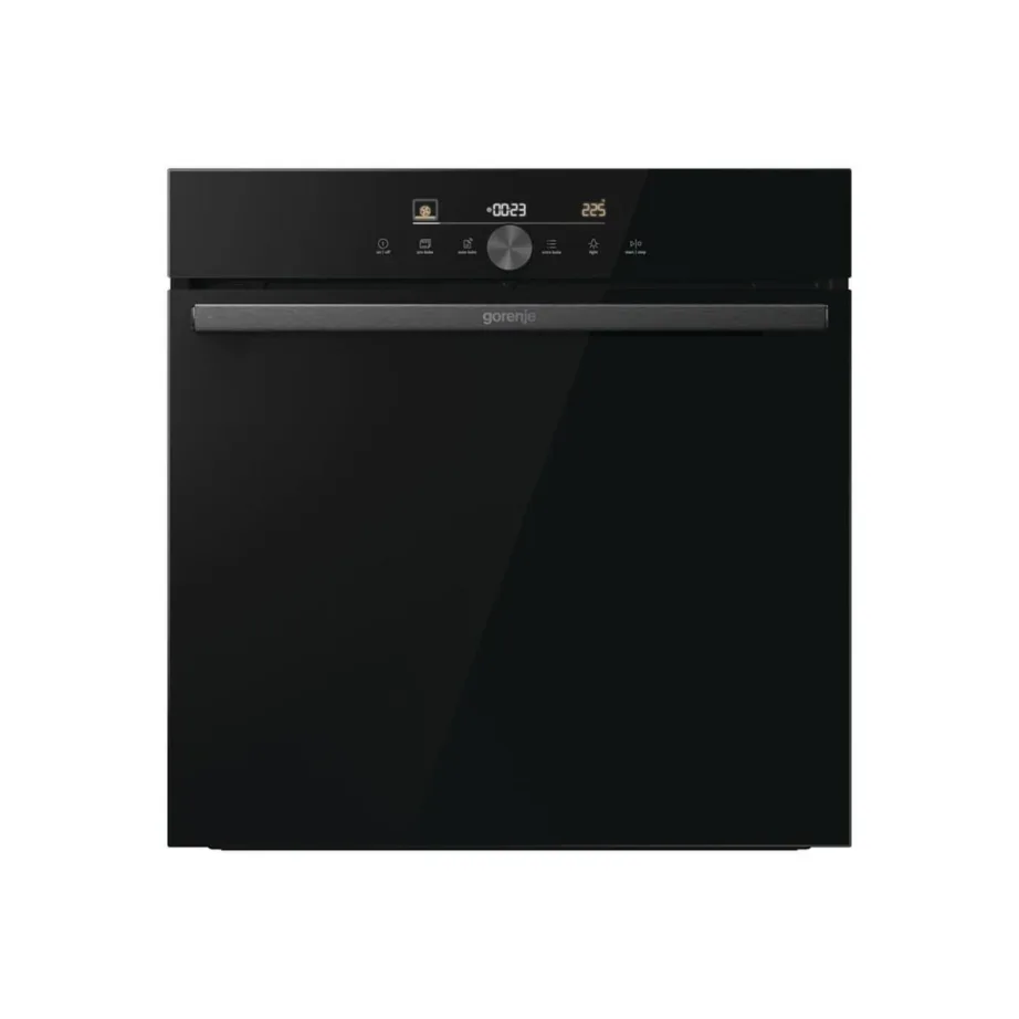 Integreeritav aurufunktsiooniga elektriahi GORENJE BOS6747A05DG, 77 l, A+ energiaklass, must täisklaasuks, AquaClean puhastus, teleskoopsiinid, pehme sulgumisega uks, 60 cm