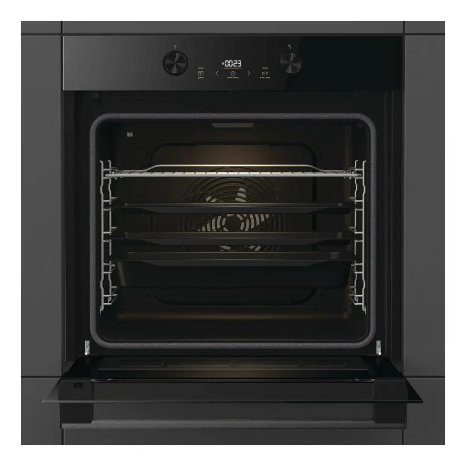 Pürolüüsiga integreeritav ahi Gorenje BPS6737E04DBG, 77 l, A+, elektriline, must täisklaasuks, 60 cm – 2