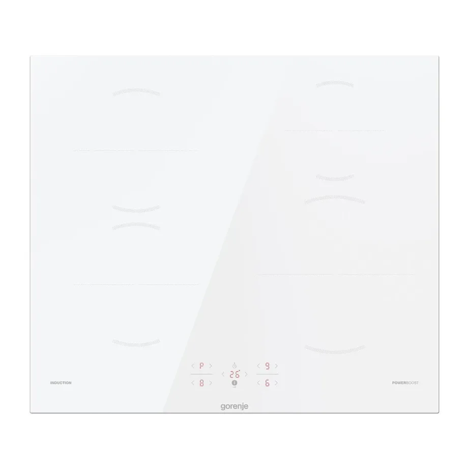 Valge 60 cm induktsioonpliidiplaat puutejuhtimisega Gorenje GI6401WSC, 4 tsooni, klaaskeraamiline, taimer, võimendusrežiim, lapselukk, 7200 W, integreeritav tööpinnale