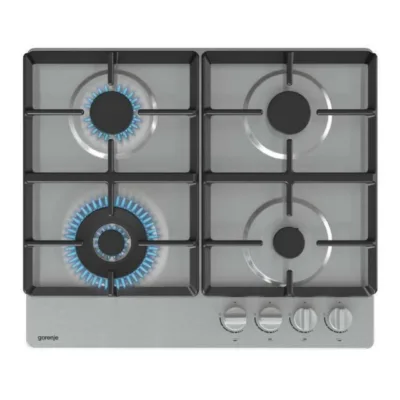 Integreeritav gaasipliidiplaat WOK-põletiga Gorenje GW641XHF, 60 cm, roostevaba teras, 4 põletit, malmist pannirestid,