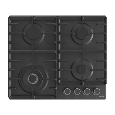 60 cm integreeritav gaasipliidiplaat WOK-põletiga Gorenje GW642AB, 4 keeduala, must teraspind, malmrestid, nupusüüde,