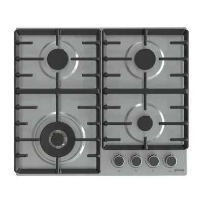 Integreeritav 60 cm gaasipliidiplaat WOK-põletiga GORENJE GW642ABX, 4 põletit, roostevaba teraspind, malmrestid,