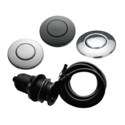 Õhklüliti nupud köögivalamu purustile 3 tk ISE InSinkErator 80680A, Velvet Black, Chrome, harjatud roostevaba teras