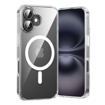 MagSafe toega läbipaistev kaitseümbris iPhone 16-le Vention KUGT0-10, PC+TPU, N52 x 38 magnetit, 8N–9N, tõstetud