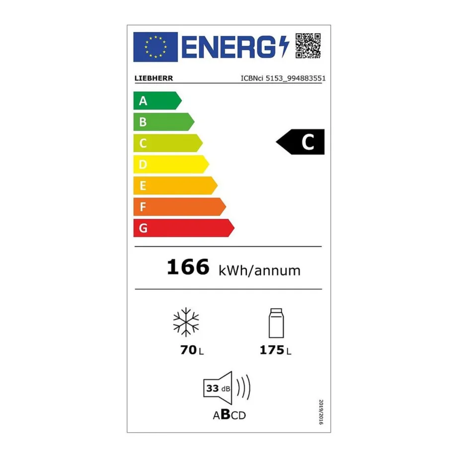 Integreeritav külmik-sügavkülmik BioFresh ja NoFrostiga LIEBHERR ICBNci 5153, 178 cm, 60 cm kapp, 175+70 l, energaklass C, 33 dB, Wi‑Fi, uks-uksele paigaldus, valge – 4
