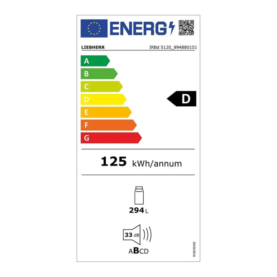 Integreeritav külmik ilma sügavkülmikuta LIEBHERR IRBd 5120, 60 cm, 294 L, Real 0°C sahtel 98 L, energiatõhusus D, 33 dB, valge – 4