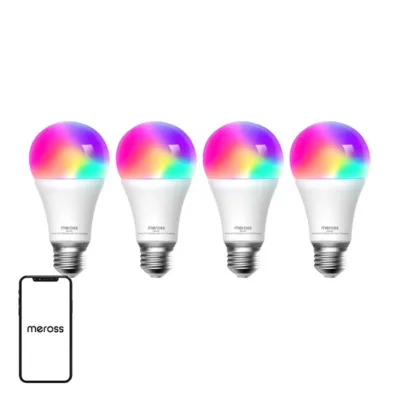 Nutikas RGB LED‑pirn, hämardatav, E27 Meross MSL120DAHQUA‑EU, 9 W, 810 lm, 2700–6500 K, Wi‑Fi 2.4 GHz, ühilduv