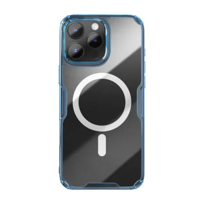 Magnetiline läbipaistev ümbris iPhone 16 Pro-le Nillkin 069624, TPU+PC, sinine, juhtmevaba laadimise tugi, tõstetud