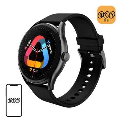 QCY Watch GT nutikell, 1.43″ AMOLED 466×466 60 Hz, AOD, Bluetooth‑kõned, IPX8, must, 22 mm rihm, 280 mAh, 1000 niti,