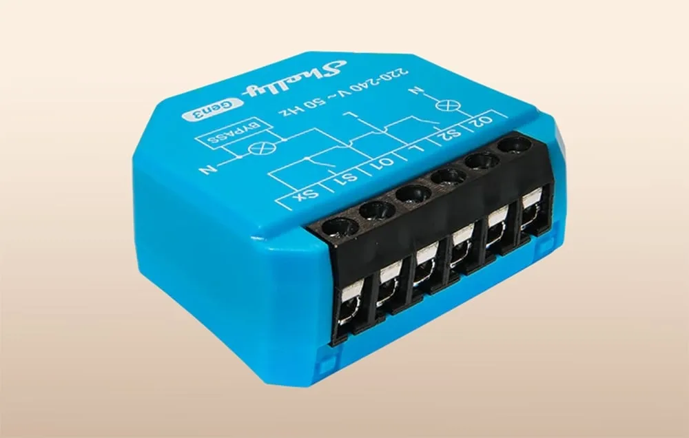 Shelly 2L Gen3 ilma neutraalita 2‑kanaline valgustikontroller, vaade tootest