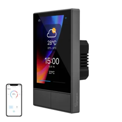 Nutikas Wi‑Fi seinajuhtpaneel termostaadi ja 2‑kanalise lülitiga SONOFF NSPanel‑US, 120 mm, must, 3,5″ TFT, eWeLink,