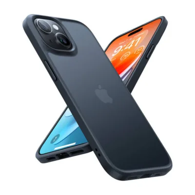 Kukkumiskindel ümbris tõstetud servadega ja õhupatjadega Torras Guardian iPhone 15, must, X-SHOCK 3.0, MIL-STD