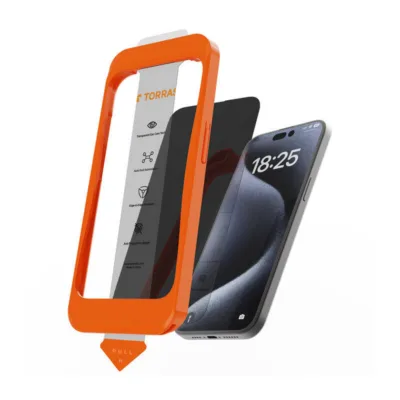 Karastatud ekraanikaitseklaas 9H+ ja sinise valguse vähendusega Torras Install Master, iPhone 16, auto-paigaldus, 2,44