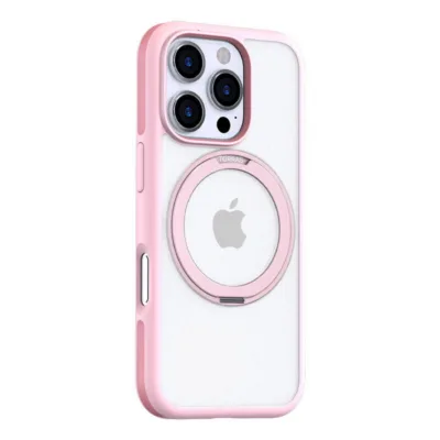Kaitseümbris 360° pööratava rõnga ja magnetkinnitusega Torras Ostand R Fusion, iPhone 16 Pro Maxile, roosa, õhuke,