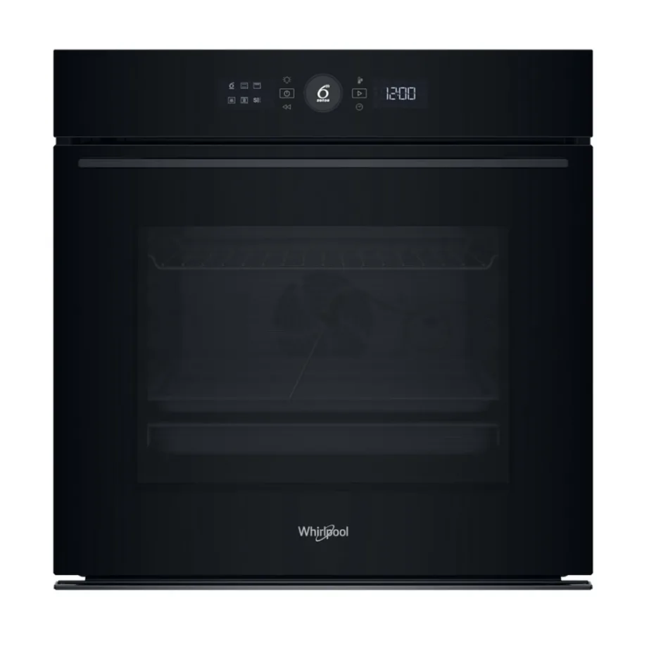 Pürolüütiline aurufunktsiooniga integreeritav ahi WHIRLPOOL WOI5S8PPM1SBA, elektriline, 73 L, A+, 60 cm, must klaaspaneel, lihatermomeeter, 1x teleskoopsiinid, lapsekindlus