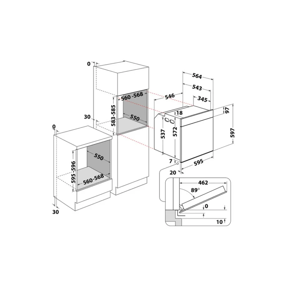 Pürolüütiline aurufunktsiooniga integreeritav ahi WHIRLPOOL WOI5S8PPM1SBA, elektriline, 73 L, A+, 60 cm, must klaaspaneel, lihatermomeeter, 1x teleskoopsiinid, lapsekindlus – 4