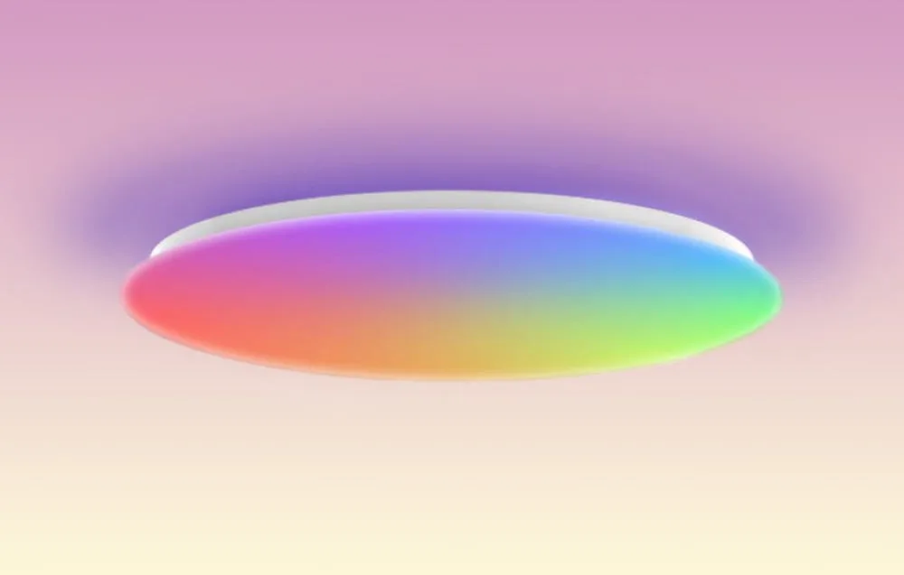 Ümmargune LED-lamp, mis kiirgab värvilist valgust.