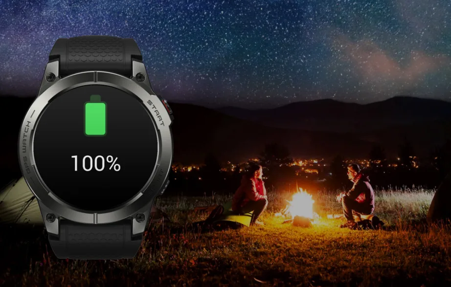 Zeblaze Stratos 3 nutikell, 1.43″ AMOLED, GPS, Bluetooth-kõned, 466 × 466, 1000 nitti, Corning Gorilla Glass, 400 mAh, kuni 45 päeva, IP68, 22 mm silikoonrihm, must - 7