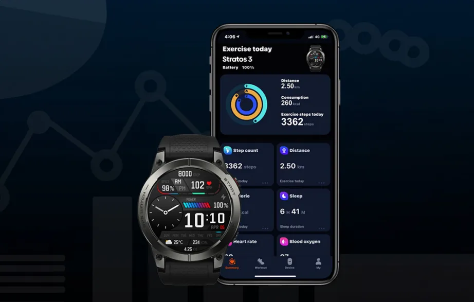 Zeblaze Stratos 3 nutikell, 1.43″ AMOLED, GPS, Bluetooth-kõned, 466 × 466, 1000 nitti, Corning Gorilla Glass, 400 mAh, kuni 45 päeva, IP68, 22 mm silikoonrihm, must - 8