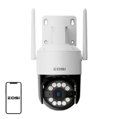ZOSI C296 WiFi pan‑tilt IP66 välikaamera 2880×1620 (8 MP) + 32 GB microSD, AI‑tuvastus, 30 m IR, 4,0 mm F1.6,
