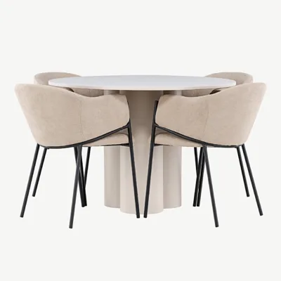 Ümmargune beež MDF söögilauakomplekt Olivia laua ja Evelina toolidega (110 cm) - GR24439