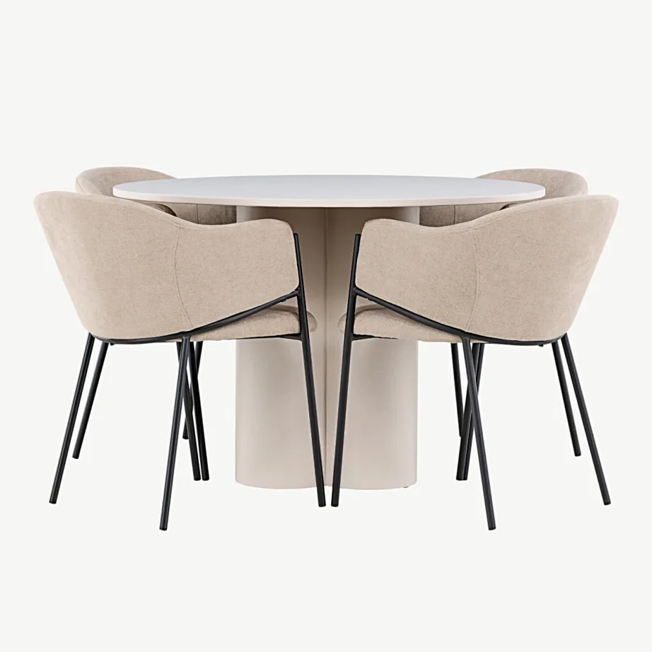 Ümmargune beež MDF söögilauakomplekt Olivia laua ja Evelina toolidega (110 cm), GR24439 – 7