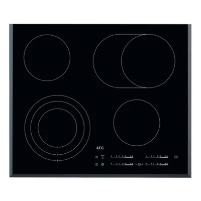 Klaaskeraamiline elektriline pliidiplaat 60 cm AEG HK654070FB, 4 keeduala, laiendatavad tsoonid, puutetundlik slaider,
