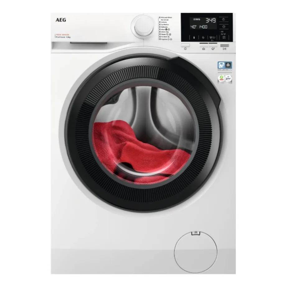 Energiatõhus eestlaetav pesumasin auruprogrammiga AEG LFR71844SBE, vabaltseisev, 8 kg, 1400 p/min, A-klassi energiatõhusus, MixLoad 69 min, PreciseWash, Hygiene programm, inverter-mootor, valge