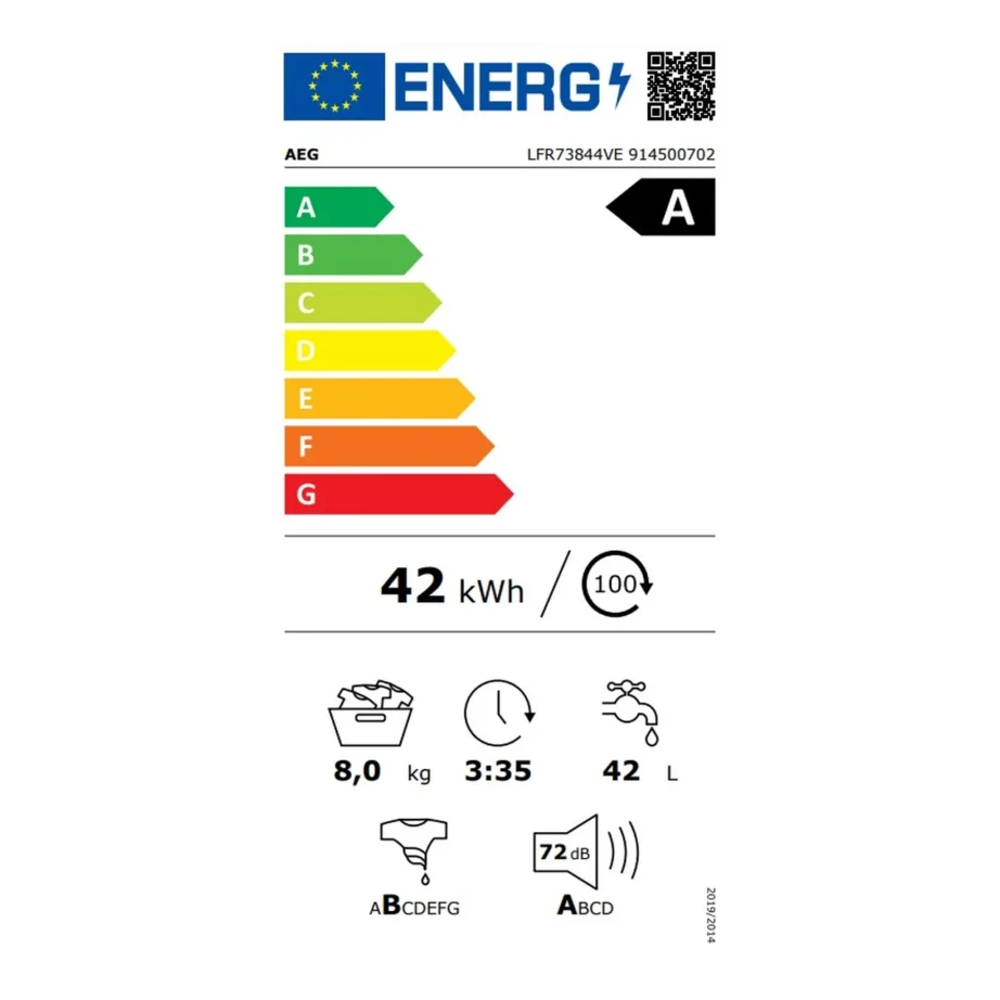 Eestlaetav auruprogrammiga pesumasin AEG LFR73844VE, 8 kg, 1400 p/min, energiatõhusus A, UniversalDose kapslisahtel, 12 programmi, inverter-mootor, valge – 2