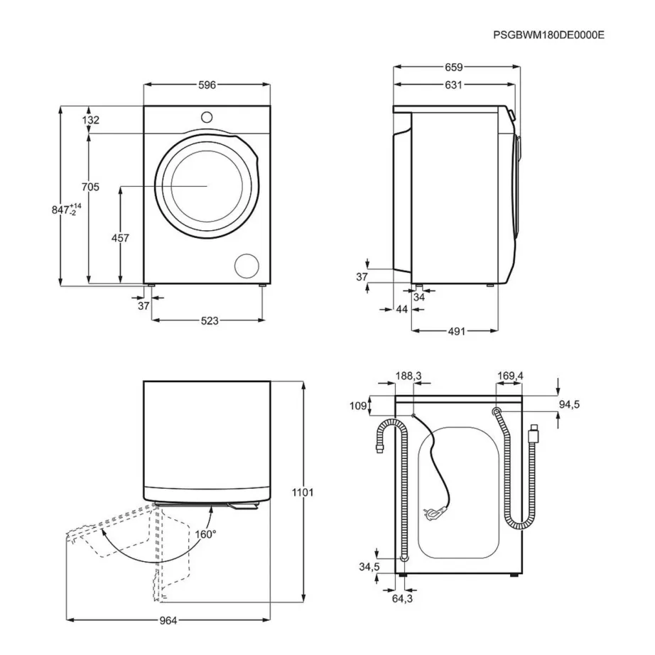 9 kg A-klassi auruprogrammiga pesumasin AEG LFR73944QE, eestlaetav, 1400 p/min, AutoDose, Wi-Fi, inverter-mootor, valge, 60 cm – 3