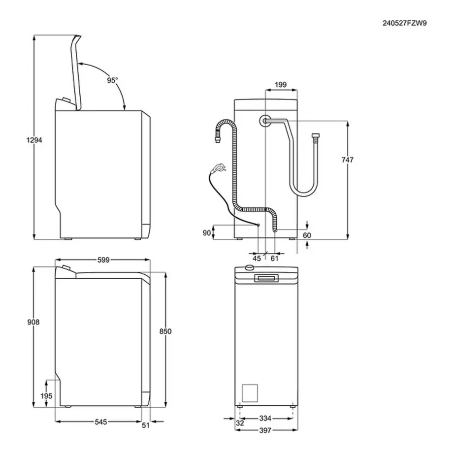 Pealtlaetav pesumasin A energiaklassiga AEG LTR8E373E, 7 kg, 40 cm, 1300 p/min, ProSteam auruprogramm, PowerCare pesuvahendi eelsegamine, ProSense koormuse tuvastus, inverter-mootor, valge – 12