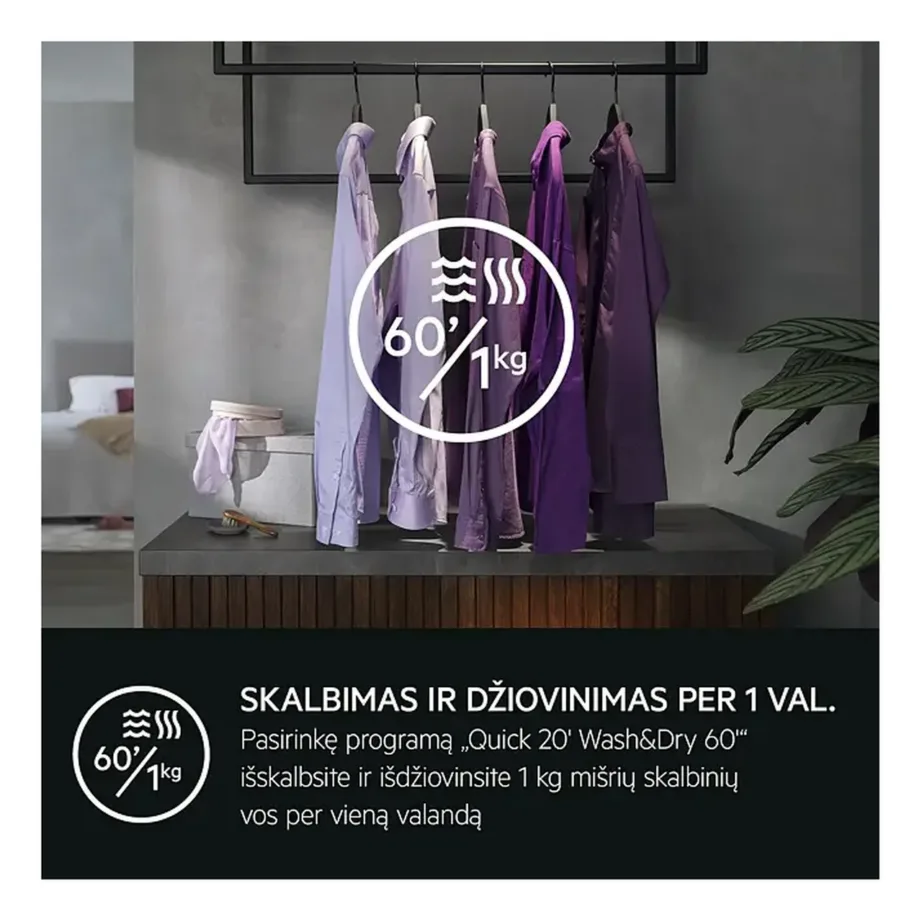 Kuivatiga pesumasin auruprogrammiga AEG LWR71944B, 9 kg pesu, 5 kg kuivatust, 1400 p/min, energiatõhusus A/D, inverter-mootor, 60 cm, valge – 16