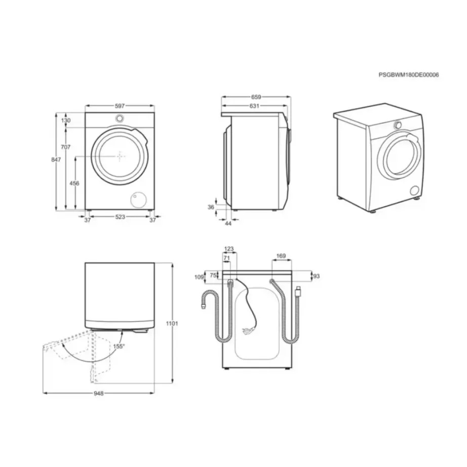 Kuivatiga pesumasin auruprogrammi ja AutoDose’iga AEG LWR73164Q, 10 kg pesu, 6 kg kuivatus, 1600 p/min, energiatõhusus A/D, Wi-Fi, 60 cm, valge – 6