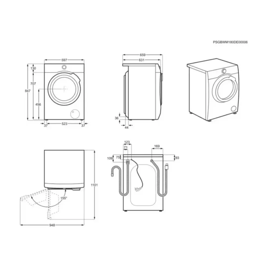 Kuivatiga pesumasin auruprogrammi ja Wi-Fi-ga AEG LWR75965O, vabaltseisev, 9 kg pesu / 6 kg kuivatust, 1600 p/min, energiklass A/D, invertermootor, UniversalDose sahtel, 60x85x66 cm – 7