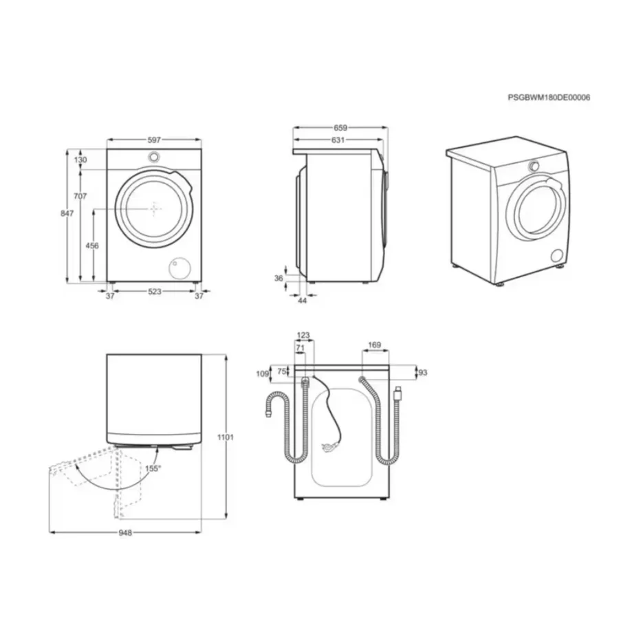 Kuivatiga pesumasin 10 kg/6 kg Wi-Fi ja auruprogrammiga AEG LWR85165O, 1600 p/min, A energiaklass pesemisel, inverter-mootor, UniversalDose kapslisahtel, vabaltseisev, valge, 60 cm – 5