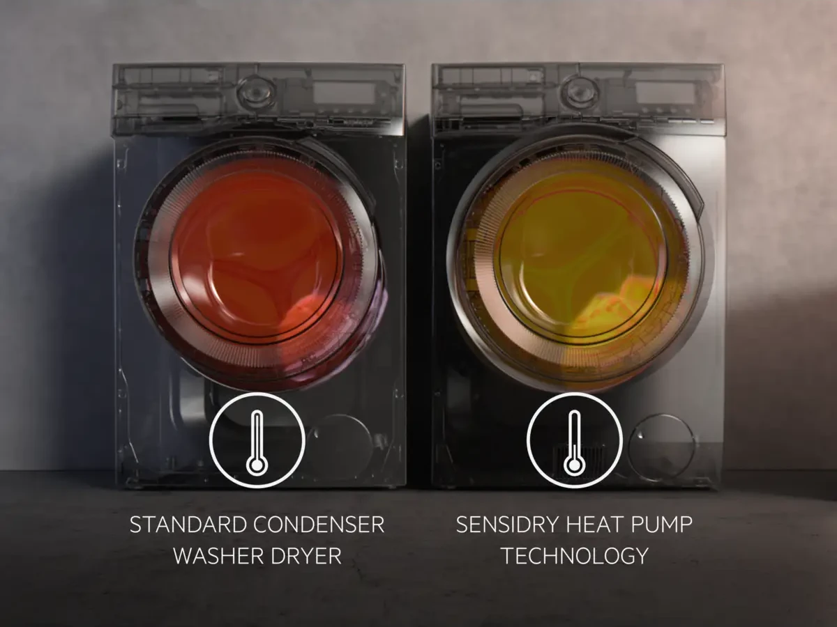 AEG kuivatiga pesumasina SensiDry soojuspumbaga õrn kuivatamine madalal temperatuuril