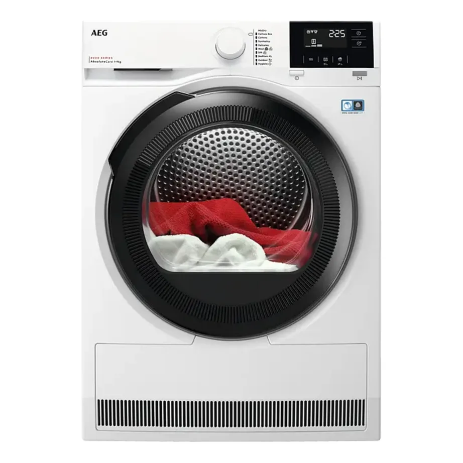 Soojuspumbaga kondensatsioonkuivati AEG TR819P4E, 9 kg, A++, D-kl, AbsoluteCare, MixDry, SensiDry, Hygiene programm, inverter-mootor, 66 dB, valge, 60×66.3×85 cm – 6