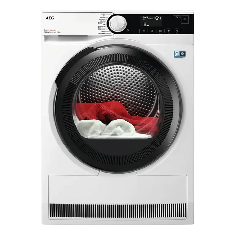 Soojuspumbaga kondentskuivati AEG TR8384E, 8 kg, A+++ energia, AbsoluteCare villale ja siidile, MixDry puuvillale ja sünteetikale, Hygiene tsükkel, valge, vabaltseisev, 60 cm – 5