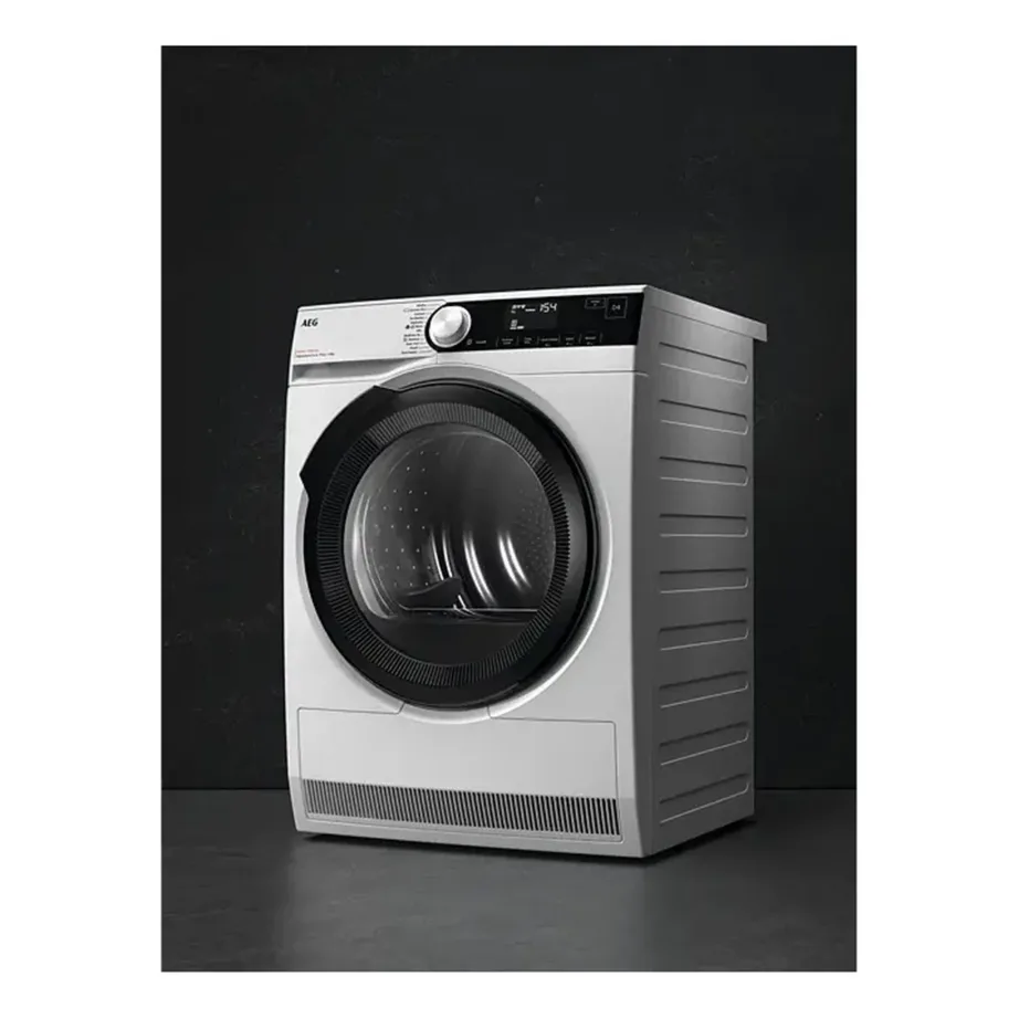 9 kg soojuspumba kondentskuivati AEG TR9394E, A+++ energiaklass, 60 cm, valge, invertermootor, 3DScan ja AbsoluteCare, Hygiene-tsükkel, villasertifikaat, pööratav uks – 3